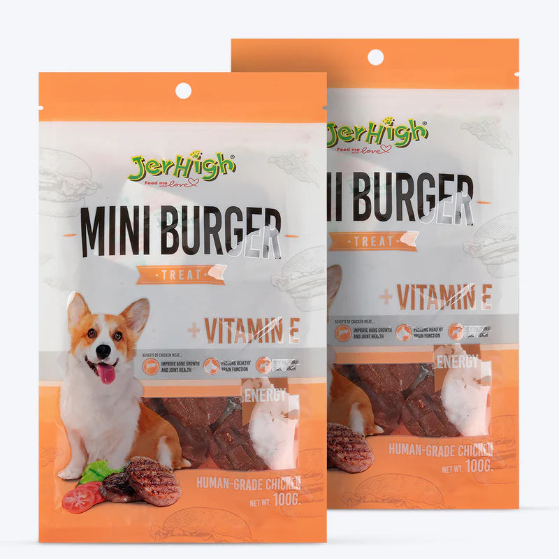 JerHigh Mini Burger Dog Treats - 100g