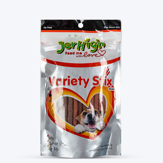JerHigh Variety Stix Dog Treats | Chicken, Carrot & Liver Reward Sticks | 200g