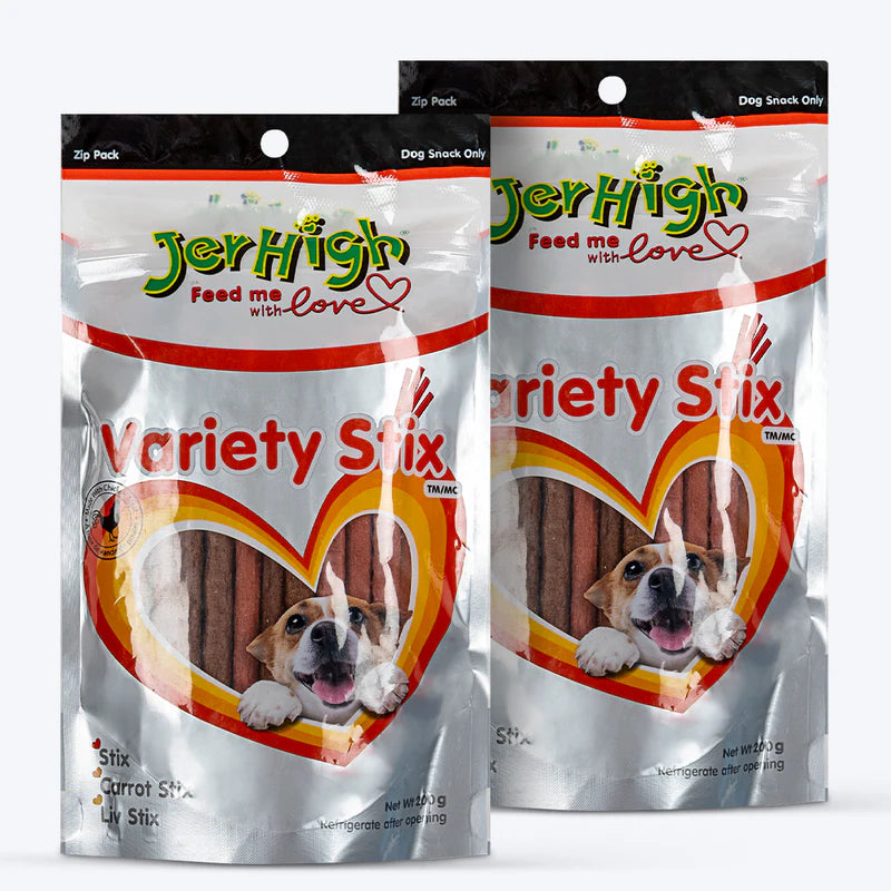 JerHigh Variety Stix Dog Treats | Chicken, Carrot & Liver Reward Sticks | 200g