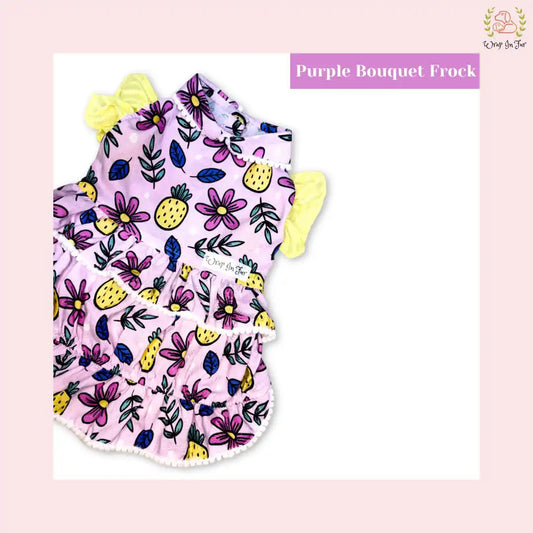 Lavender Floral Dog Princess Dress - Pineapple Print Ruffle Frock