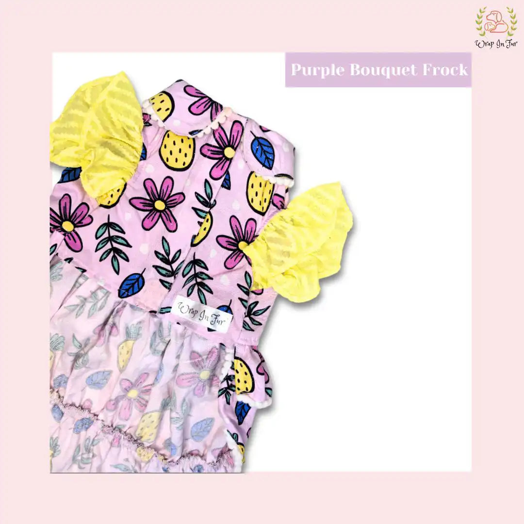 Lavender Floral Dog Princess Dress - Pineapple Print Ruffle Frock