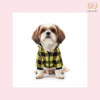 Lemon Yellow Plaid Dog Winter Hoodie – Warm Winter Clothes for Dogs