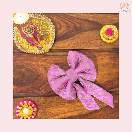 Lilac Festive Bow - Luxury Brocade Dog Hair Bow Accessory