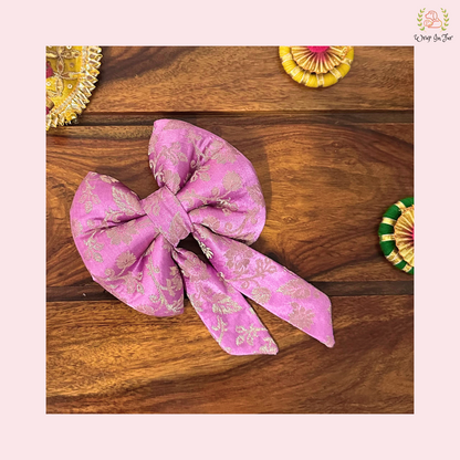 Lilac Festive Bow - Luxury Brocade Dog Hair Bow Accessory