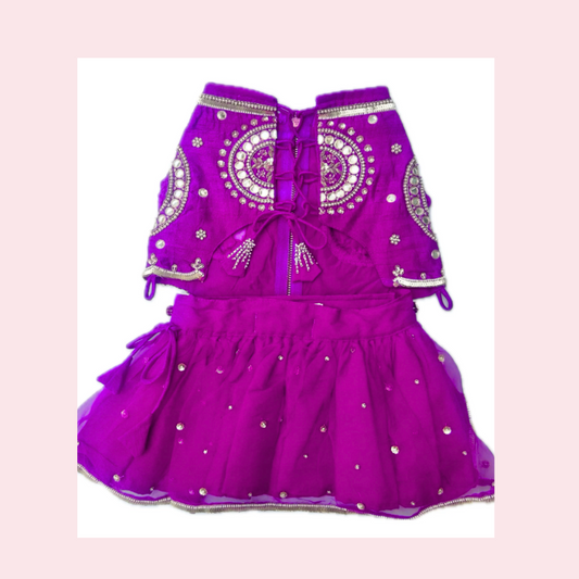 Lilac Mirror Dog Lehenga – Designer Dog Wedding Dress Outfit