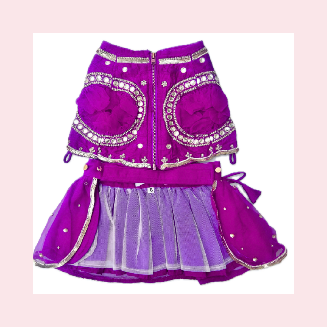 Lilac Mirror Dog Lehenga – Designer Dog Wedding Dress Outfit