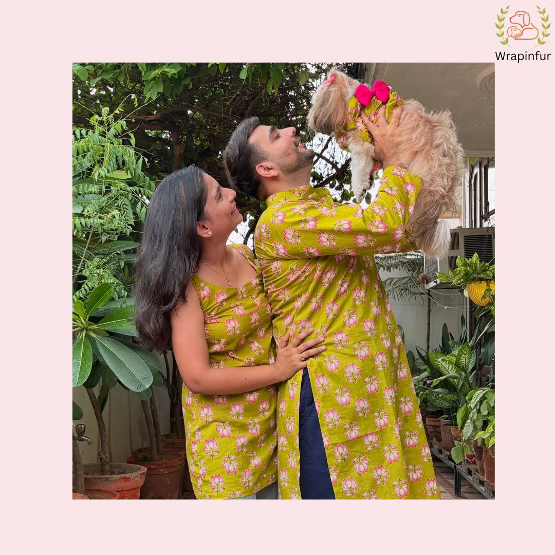 Lime Green Lotus Dog Frock Dress - Traditional Dog Wedding Outfit