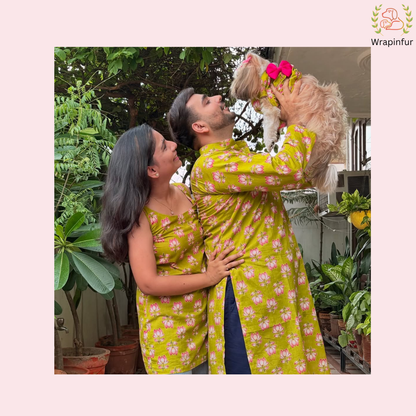 Lime Green Lotus Dog Frock Dress - Traditional Dog Wedding Outfit