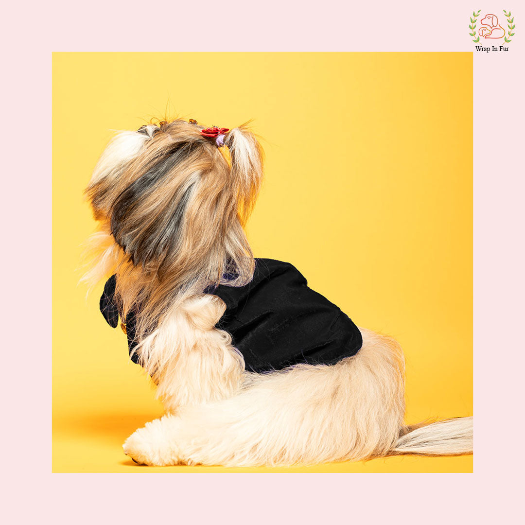 Luxury Black Velvet Dog Tuxedo Vest - Formal Wedding Suit