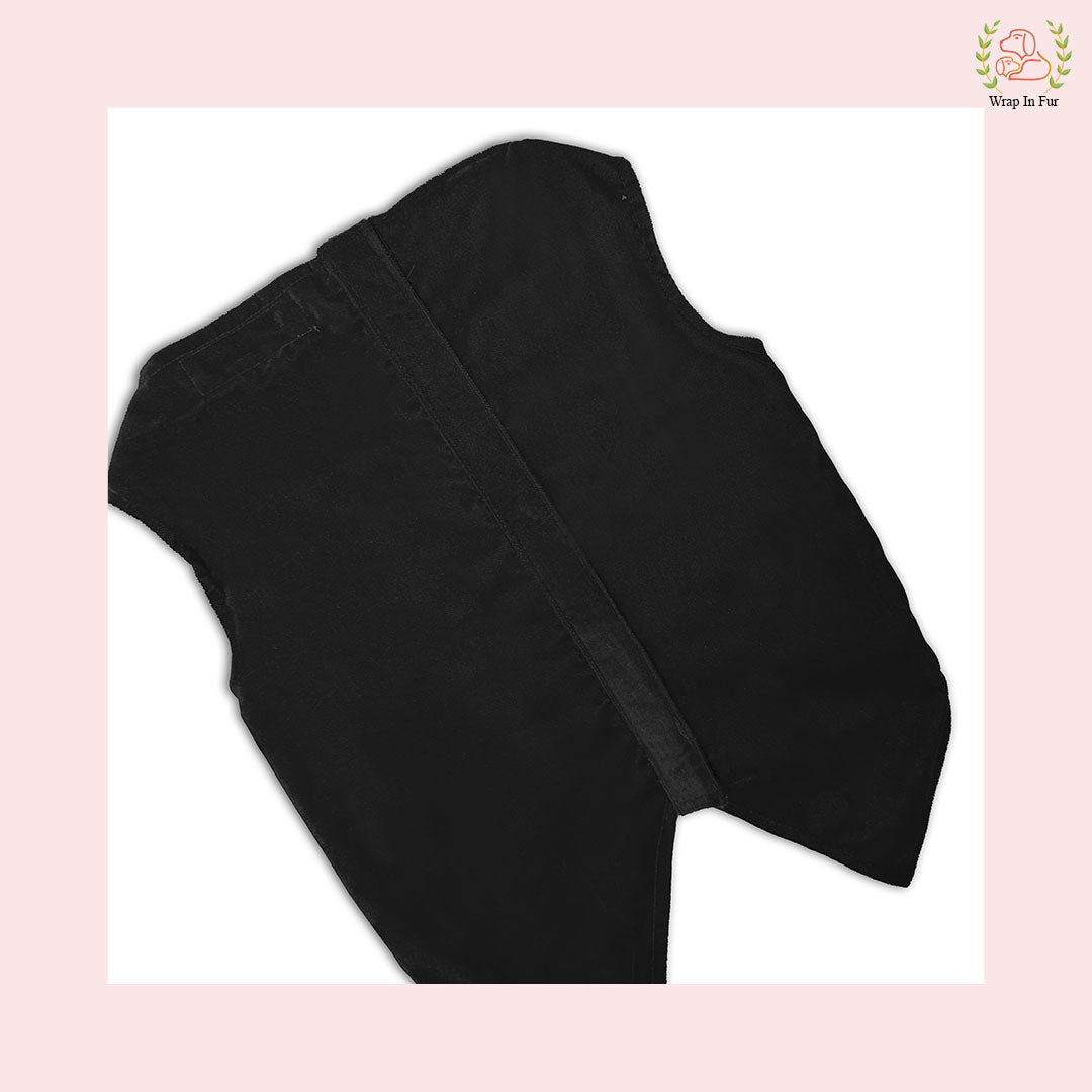 Luxury Black Velvet Dog Tuxedo Vest - Formal Wedding Suit