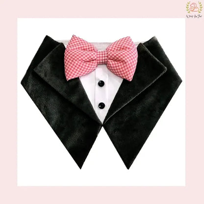 Luxury Black Velvet Tuxedo Style Dog Bandana - Wedding Accessory