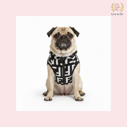 Luxury Black & White Dog Winter Hoodie – Cozy Fleece Winter Wear
