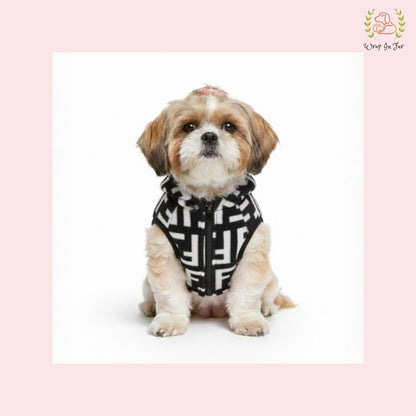Luxury Black & White Dog Winter Hoodie – Cozy Fleece Winter Wear