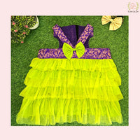 Luxury Dog Bridal Dress: Layered Neon Tulle and Brocade Party Gown