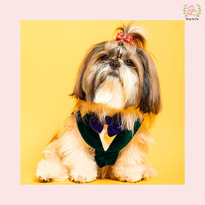 Luxury Emerald Green Velvet Dog Tuxedo Vest - Formal Wedding Suit