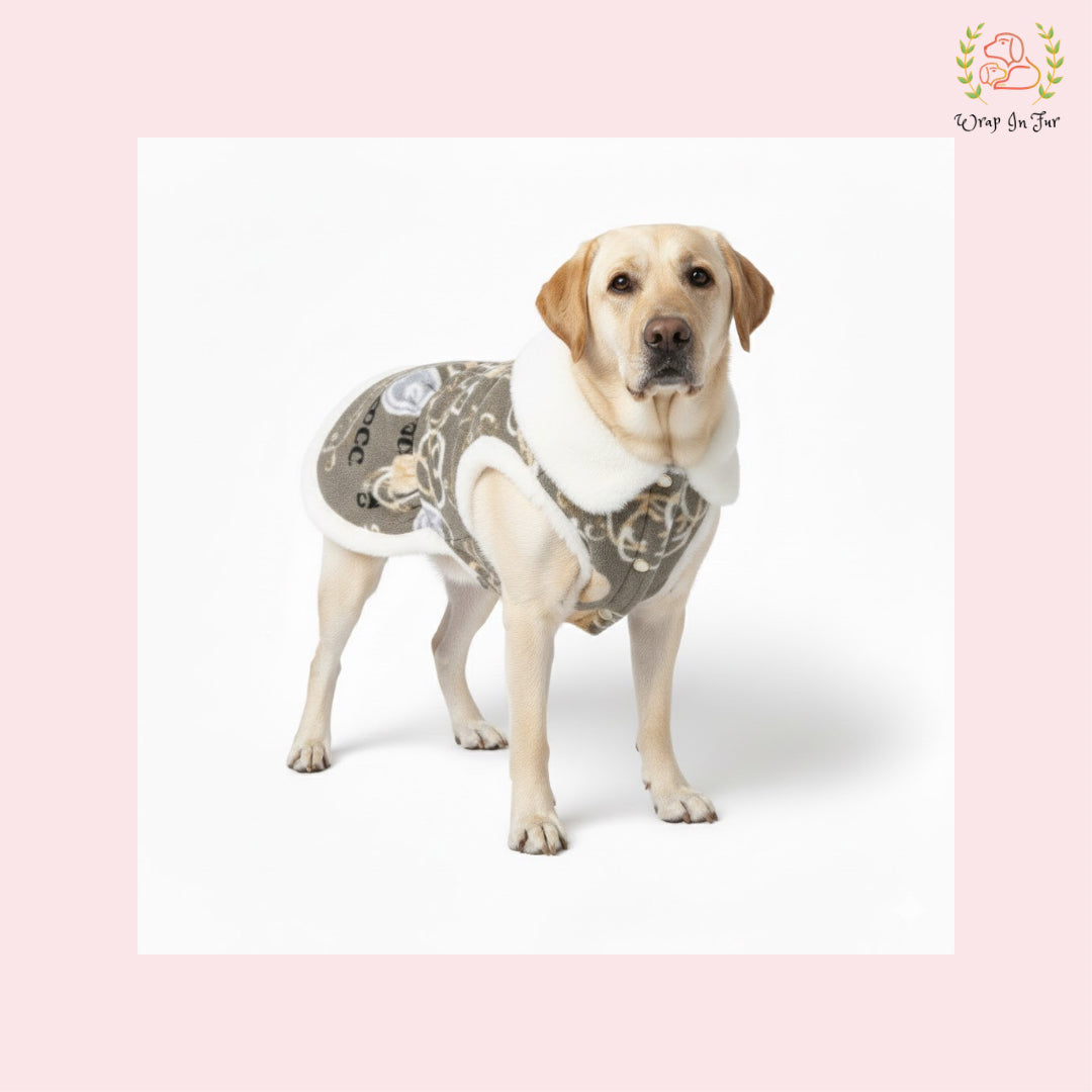 Luxury Fur-Collar Dog Winter Coat – Cozy Warm Winter Outfit