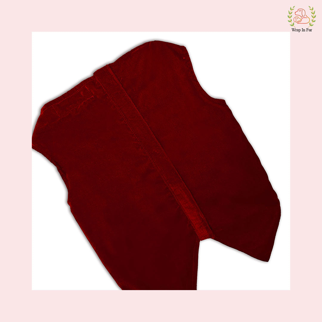 Luxury Maroon Velvet Dog Tuxedo Vest - Formal Wedding Suit