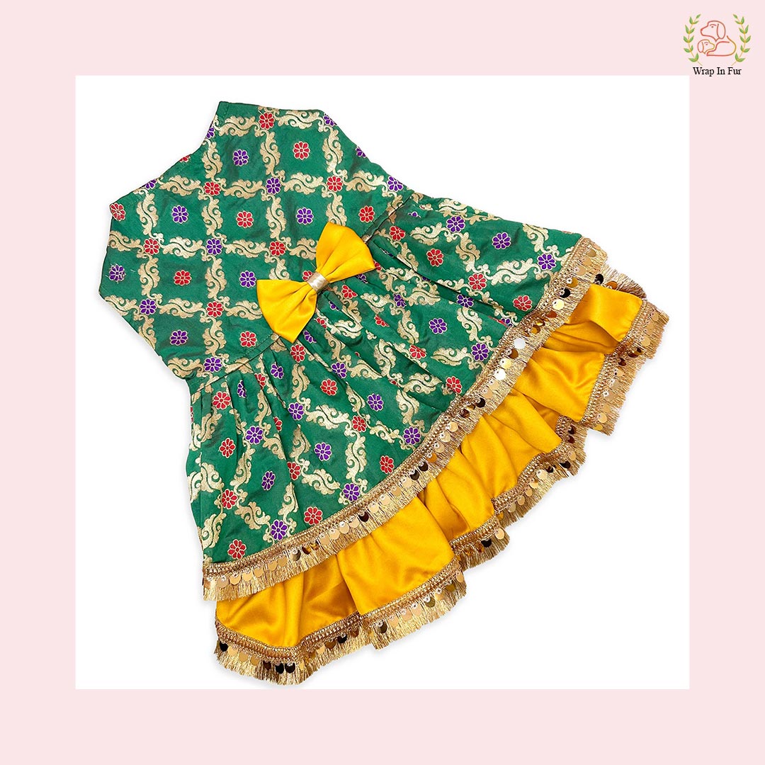 Luxury Patola Frock Dog Bridal Dress – Ethnic Wedding Wear for Dogs