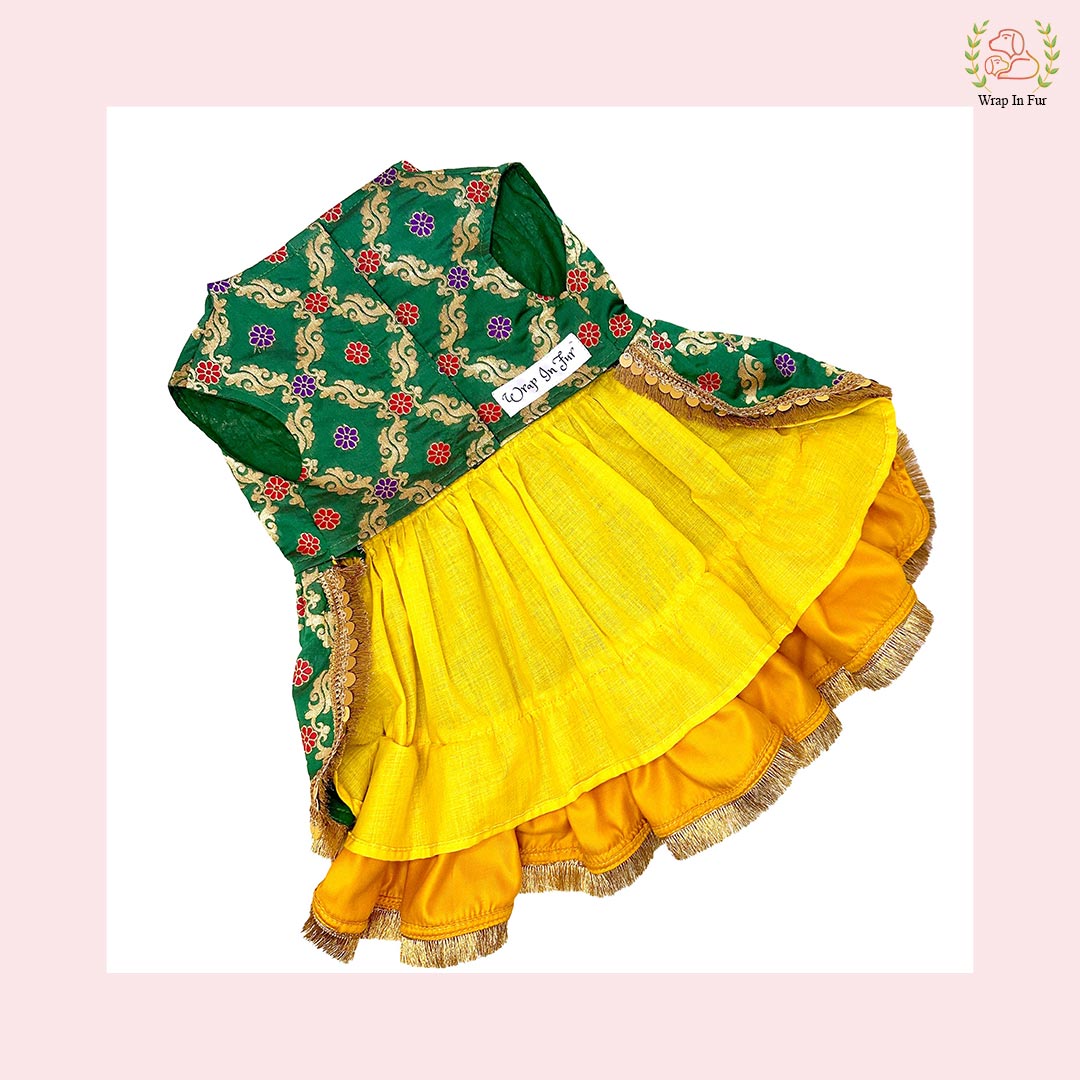 Luxury Patola Frock Dog Bridal Dress – Ethnic Wedding Wear for Dogs