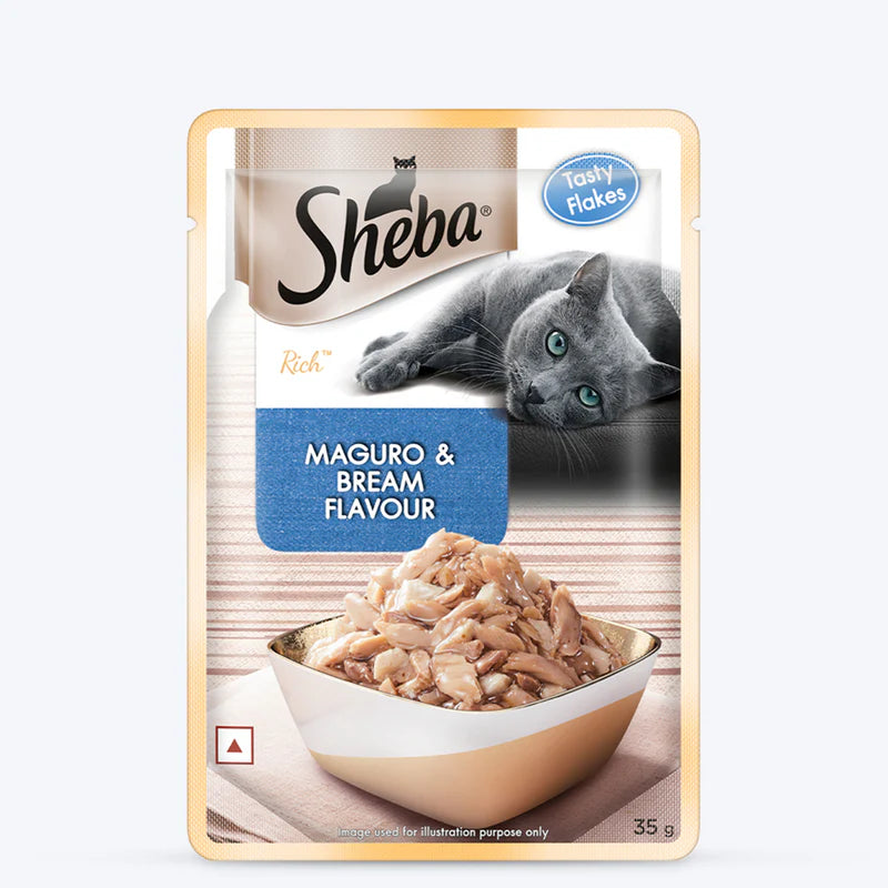 Sheba Maguro & Bream Flavour Wet Cat Food for Adult Cats (1+ Years) | 35g Pouch