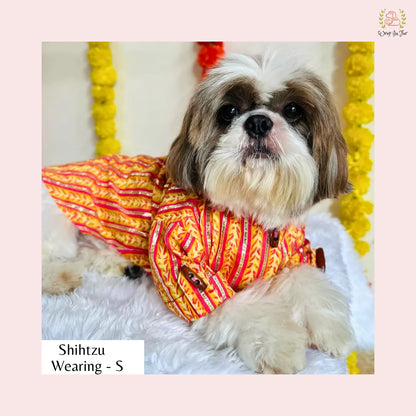 Marigold Striped Dog Kurta Shirt - Traditional Indian Dog Ethnic Wear