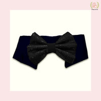 Midnight Black Sequin Dog Bow & Collar Set 