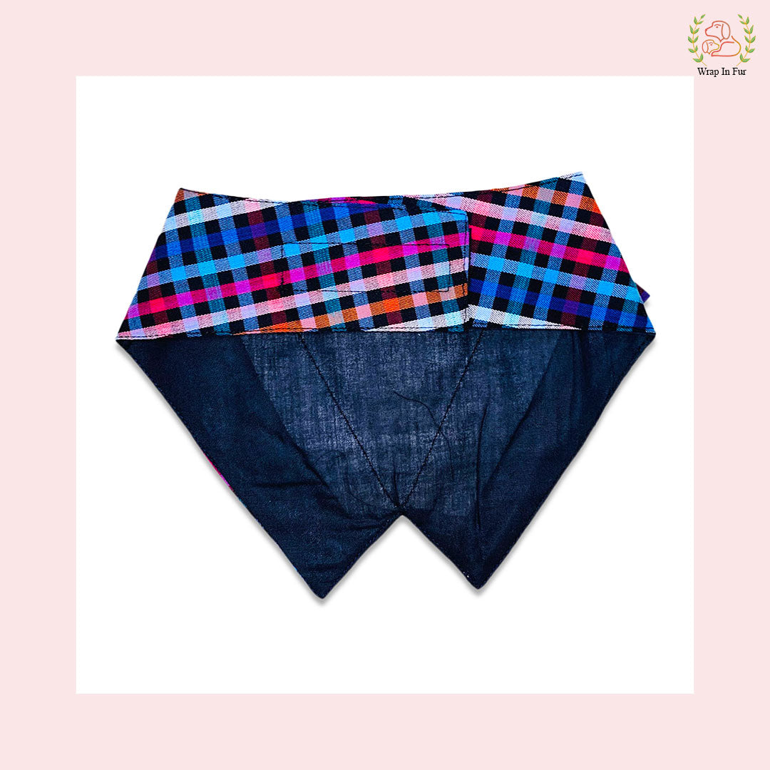 Midnight Plaid Tuxedo Style Dog Bandana - Formal Wedding Accessory