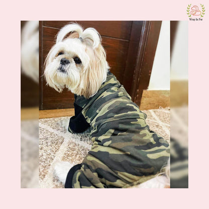 Military Print Dog Jumpsuit – Soft, Warm & Winter-Ready