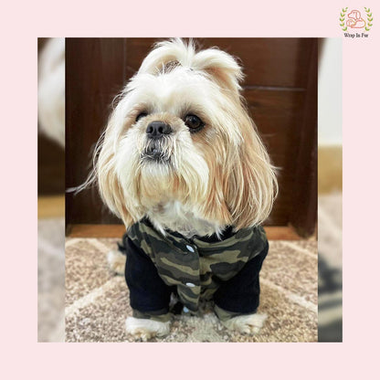 Military Print Dog Jumpsuit – Soft, Warm & Winter-Ready
