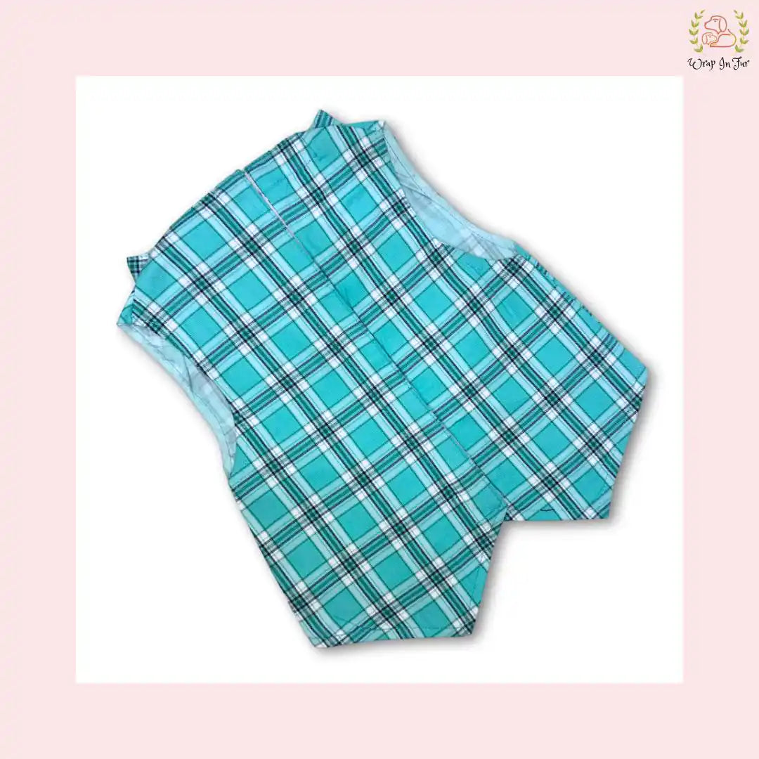 Modern Sky Blue Plaid Dog Tuxedo Vest - Formal Wedding Suit