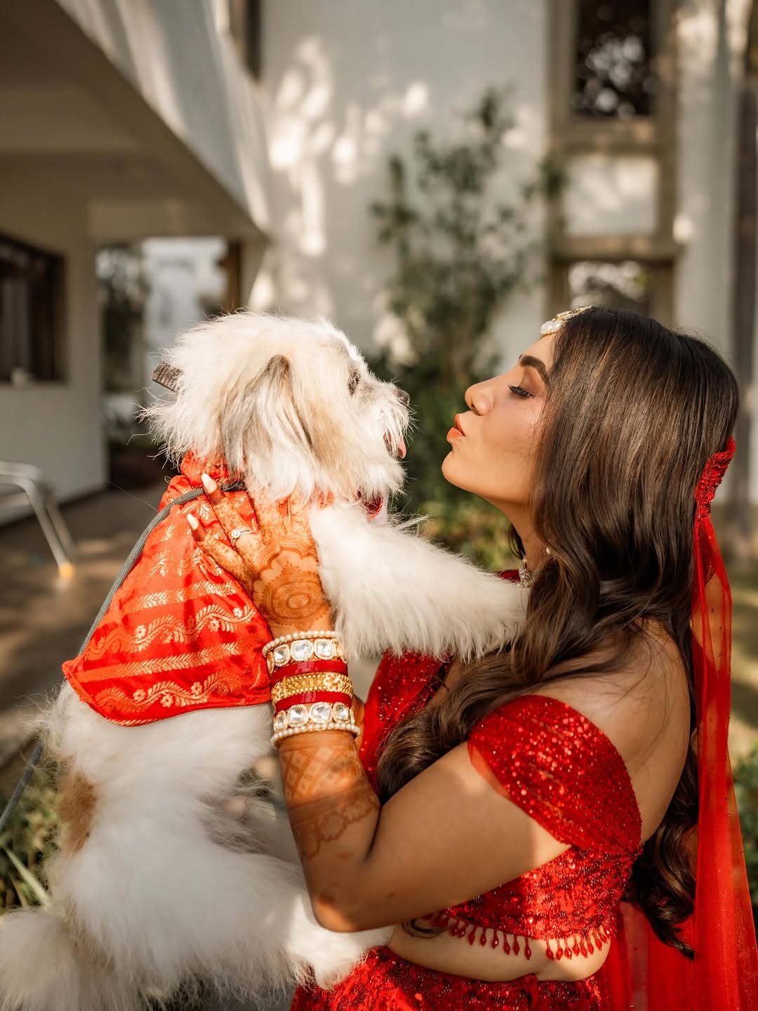 Laal Pari Crimson Red Dog Kurta - Royal Indian Dog Ethnic Wear