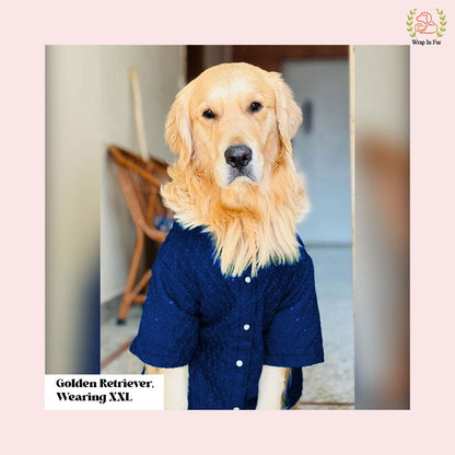 Navy Blue Chikankari Dog Kurta - Premium Indian Dog Ethnic Wear