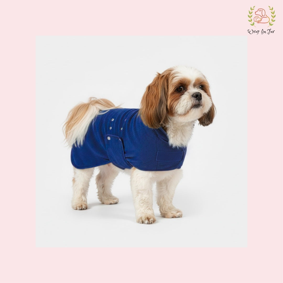 Navy Blue Dog Bathrobe – Ultra-Soft Quick-Dry Pet Towel Coat