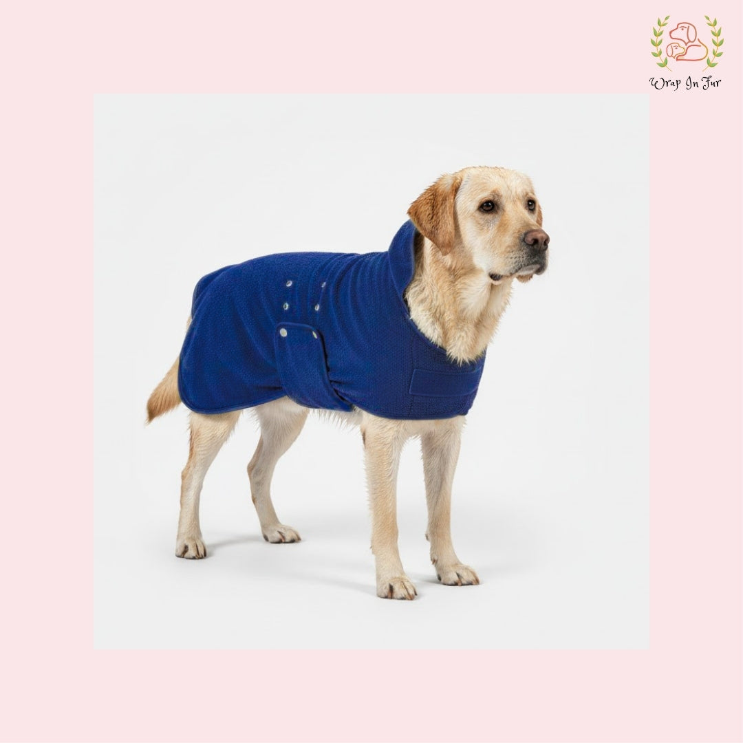 Navy Blue Dog Bathrobe – Ultra-Soft Quick-Dry Pet Towel Coat