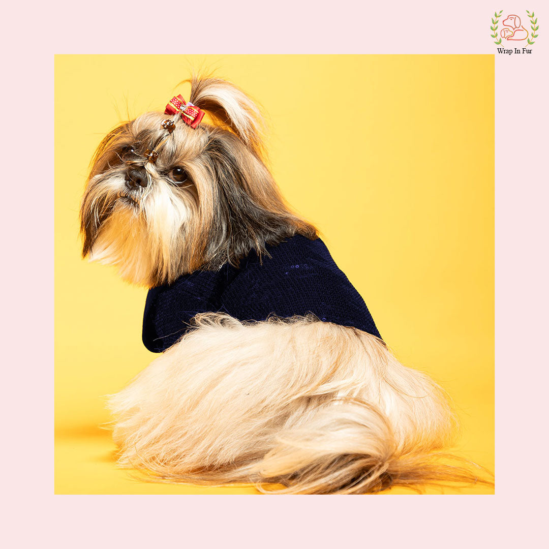 Navy Blue Sequin Dog Tuxedo Jacket - Glamorous Wedding Formal Suit