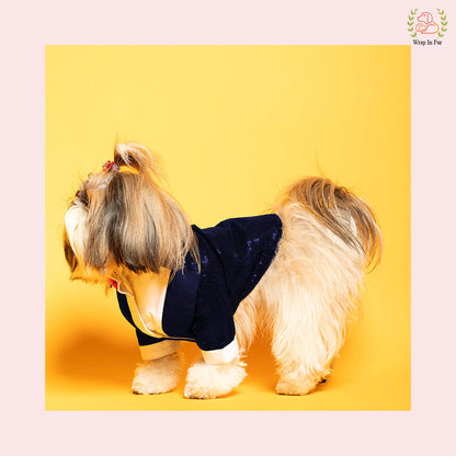 Navy Blue Sequin Dog Tuxedo Jacket - Glamorous Wedding Formal Suit