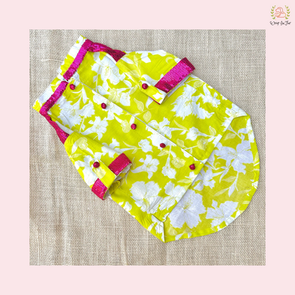 Neon Lime Pathani Dog Kurta Shirt - Modern Indian Dog Ethnic Wear