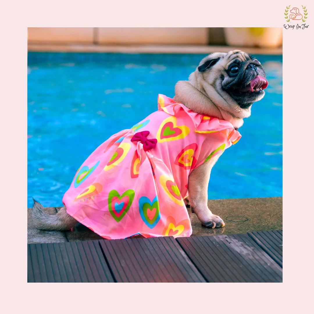 Neon Pink Brocade Dog Princess Dress - Festive Party Frock