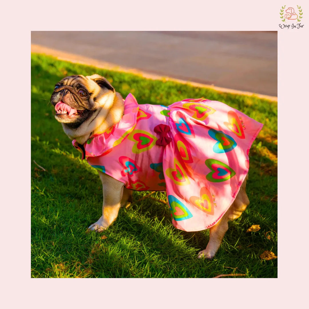 Neon Pink Brocade Dog Princess Dress - Festive Party Frock