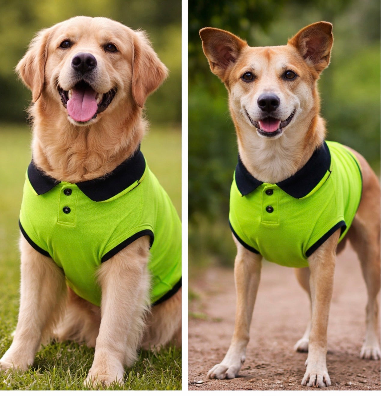 Neon green polo t shirt for dog