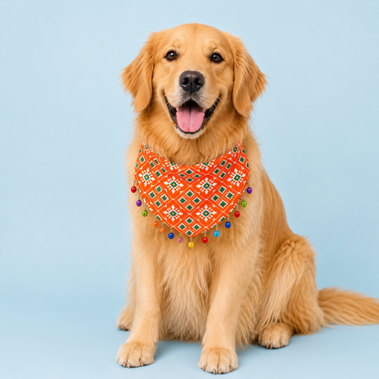 Orange Ethnic Dog Bandana