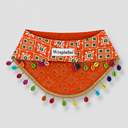 Orange Ethnic Dog Bandana