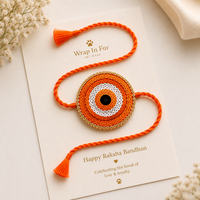 Orange Evil Eye Rakhi for Dogs & Cats