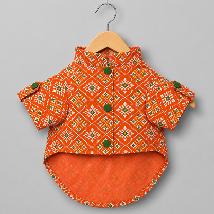 Orange Patola Dog Kurta