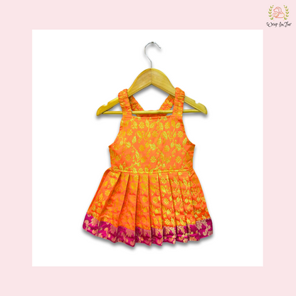 Orange Banarasi Dog Frock – Dog Bridal & Wedding Outfit