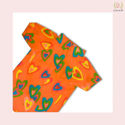 orange neon dog shirt without bow for big dog