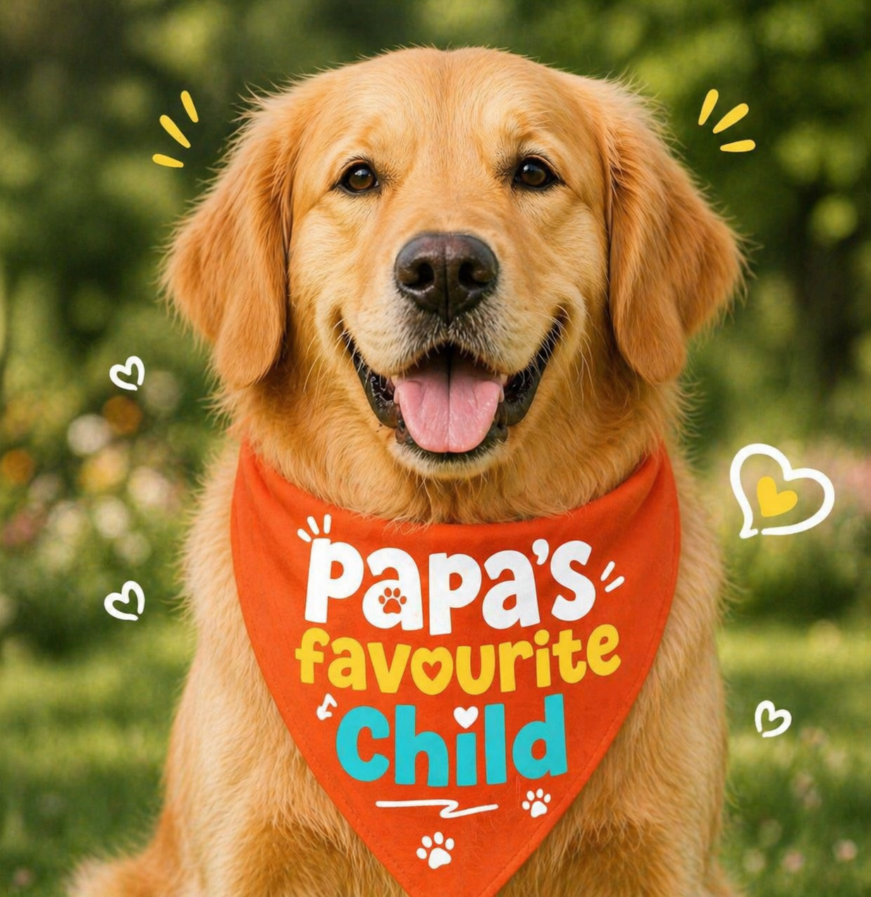Papa Favourite Child Dog Bandana