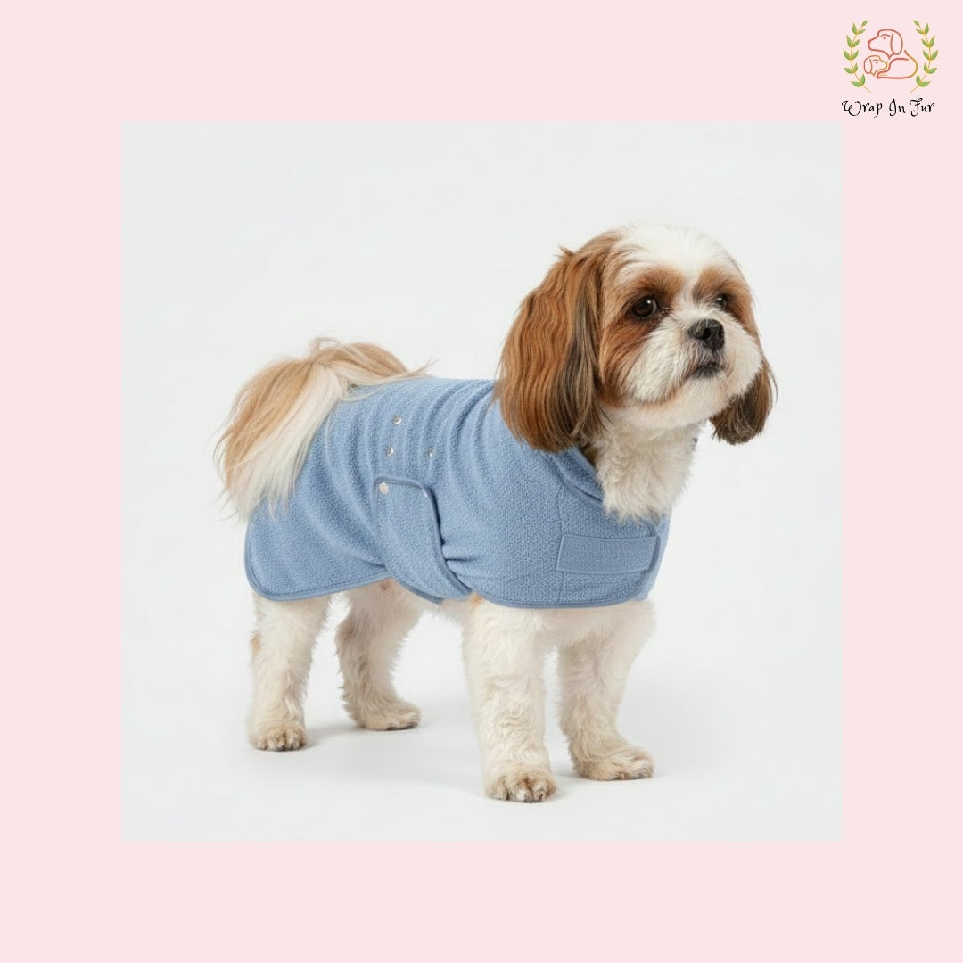 Pastel Blue Dog Bathrobe – Ultra-Soft Quick-Dry Pet Towel Coat