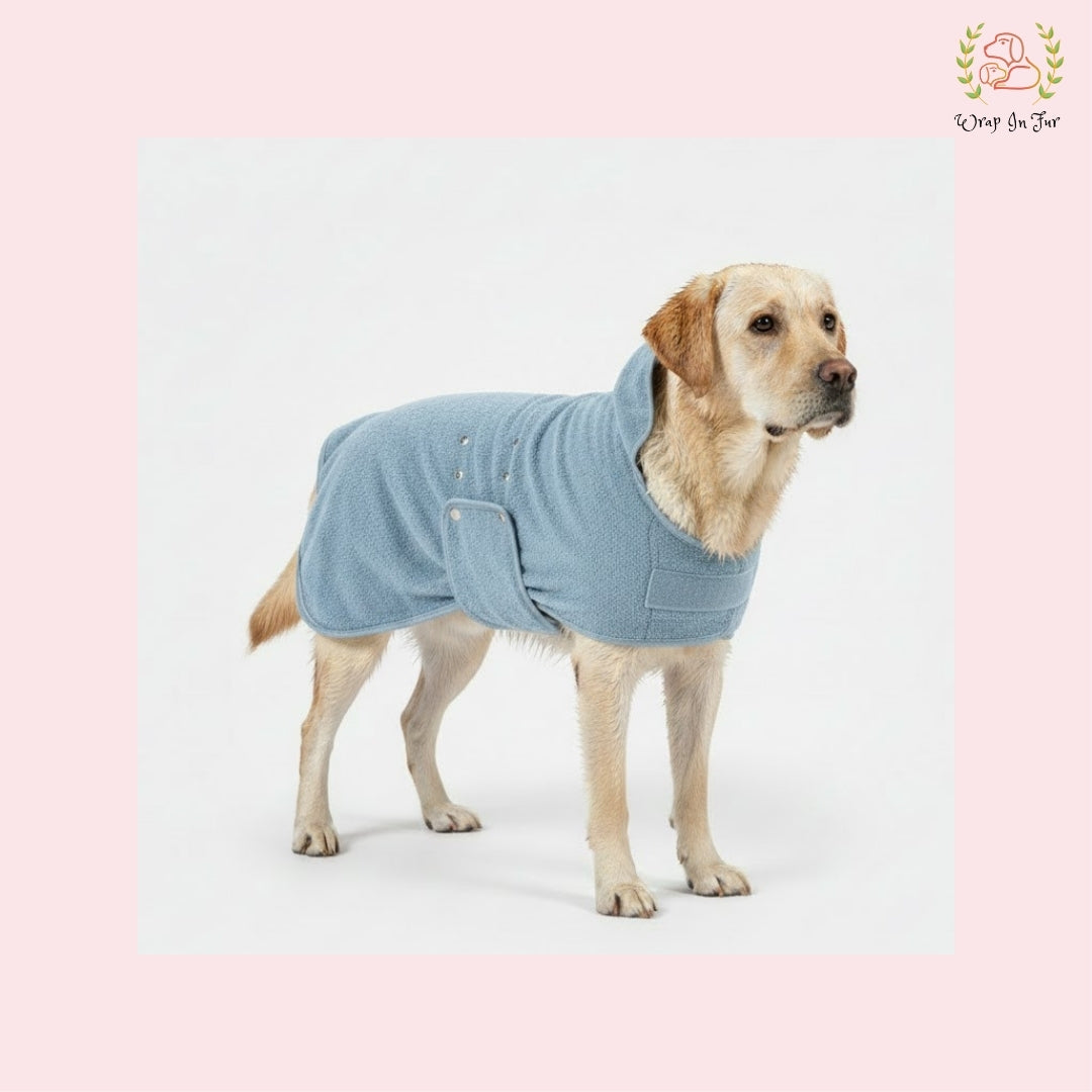 Pastel Blue Dog Bathrobe – Ultra-Soft Quick-Dry Pet Towel Coat