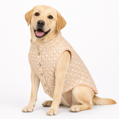Peach Diamond Weave Nawab Dog Kurta